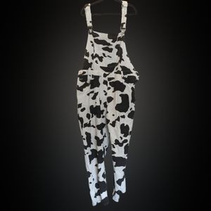 Cow print overalls